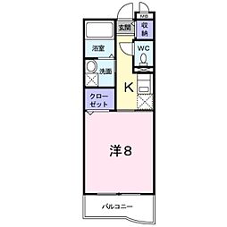 ソレイユ 3階1Kの間取り
