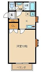 コットンハウスC 1Kの間取図画像