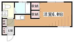 コスモハイツ 1階ワンルームの間取り