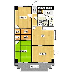 メゾンボープワール 4階3DKの間取り