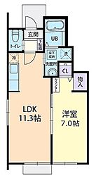 シャインスズキ2 1LDKの間取図画像