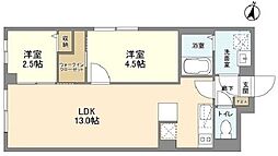 ウェルスクエア西新宿五丁目 2階2LDKの間取り