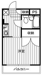 第三八弘ビル 3階1Kの間取り