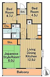 フォレストマンション 3階3LDKの間取り