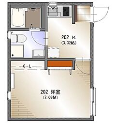 藤沢市湘南台1丁目アパート 1Kの間取図画像