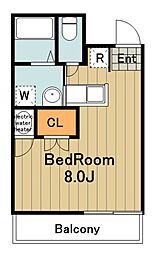 アンリシェール橋本 2階1Kの間取り