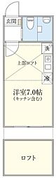 Libero Shin Ekoda 2階ワンルームの間取り