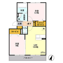 カーサ・ドマーニA 2LDKの間取図画像
