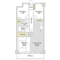 JR京浜東北・根岸線 鶴見駅 バス7分 三ツ池道下車 徒歩11分の賃貸マンション 5階3LDKの間取り
