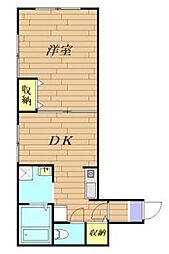 リブ・グランデ 1階1DKの間取り