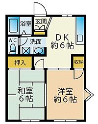 りばぶるCO-WA3 2DKの間取図画像