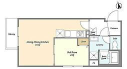 グローベル ザ・クレス押上 2階1LDKの間取り