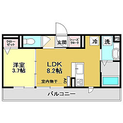 ホワイトヒル 1LDKの間取図画像