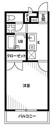 アンプルールブワレジェンド 1Kの間取図画像