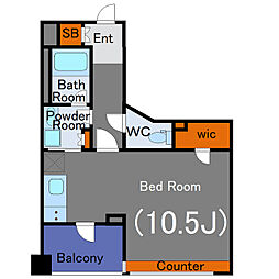 ダイナシティ碑文谷 4階ワンルームの間取り