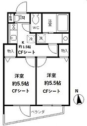 オータム・インニューヨーク 2Kの間取図画像