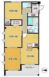 ラフィネジェー 3DKの間取図画像