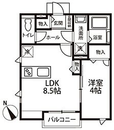 Hi・VillaII 2階1LDKの間取り