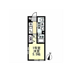ヴィラージュ中山 1Kの間取図画像