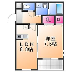 南海線 羽倉崎駅 徒歩9分の賃貸アパート 1階1LDKの間取り