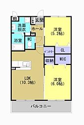 レジデンス平佐西通り 2LDKの間取図画像