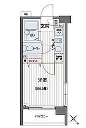 エコロジー都立大学レジデンス 1Kの間取図画像