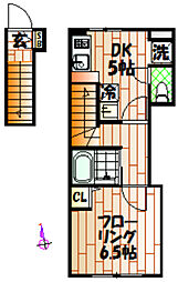 東京メトロ丸ノ内線 南阿佐ケ谷駅 徒歩12分の賃貸アパート 2階1DKの間取り