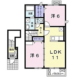 パンセリノス 2LDKの間取図画像
