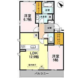 ルグラン東山 2LDKの間取図画像