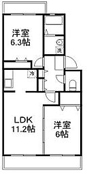 ファミールグラン 1階2LDKの間取り