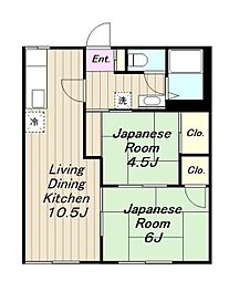 高砂ハイツ 2LDKの間取図画像