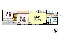 セレスティア南花畑II 3階2LDKの間取り