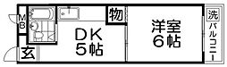 ヴィレッジ香里 1DKの間取図画像