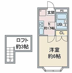 東京メトロ東西線 落合駅 徒歩4分の賃貸アパート 2階1Kの間取り