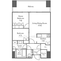 麻布台ヒルズ　レジデンスＢ 21階2LDKの間取り