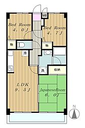 グランドール井上 4階3LDKの間取り