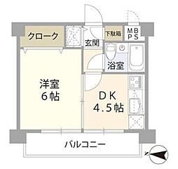 マック綱島コート 1DKの間取図画像