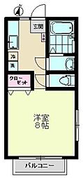 コーポ大下 2階1Kの間取り