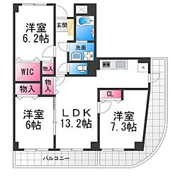 マリブガーデン 3LDKの間取図画像