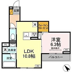 DーClair 1LDKの間取図画像
