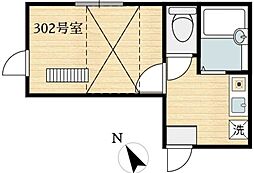 イルビラージュ四ツ木 3階1Kの間取り