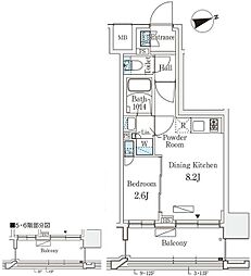 リビオメゾン御茶ノ水EAST 1LDKの間取図画像