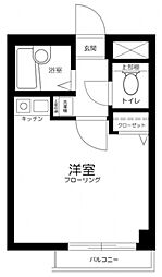 京王線 幡ヶ谷駅 徒歩9分の賃貸マンション 2階ワンルームの間取り