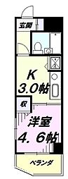 ヘリオス378立川 2階1Kの間取り