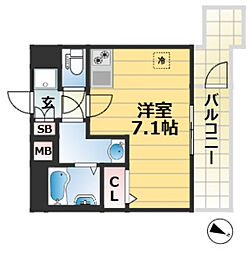 JR東海道・山陽本線 兵庫駅 徒歩8分の賃貸マンション 7階ワンルームの間取り