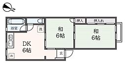 メゾン港南 2階2DKの間取り