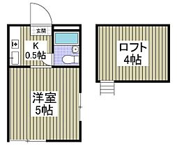リコリスB 1Kの間取図画像