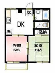 ハイツ西堀 2DKの間取図画像