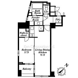 セントラルクリブ六本木3 1LDKの間取図画像