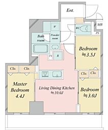 ドゥーエ王子神谷 3LDKの間取図画像